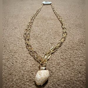 a new day Gold Double Chain Necklace with Shell Charm
